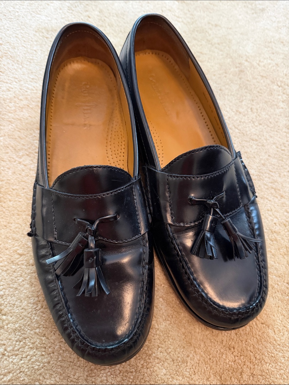 Cole Haan Black Leather Tassel Loafers